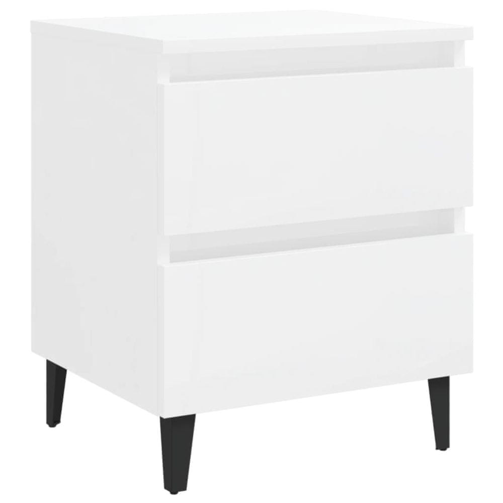 Vidaxl Nočný stolík, lesklý biely 40x35x50 cm, kompozitné drevo